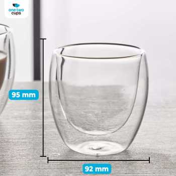 Gambar produk One Two Cups Gelas Kaca Aesthetic Tahan Panas Double Wall Glass 250ml - PLY1704
