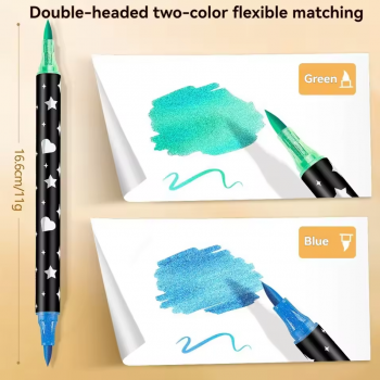 Gambar produk Kolorowy Spidol Warna Glitter Dual Tip Watercolor Set 24 Colors 12 PCS - 88635