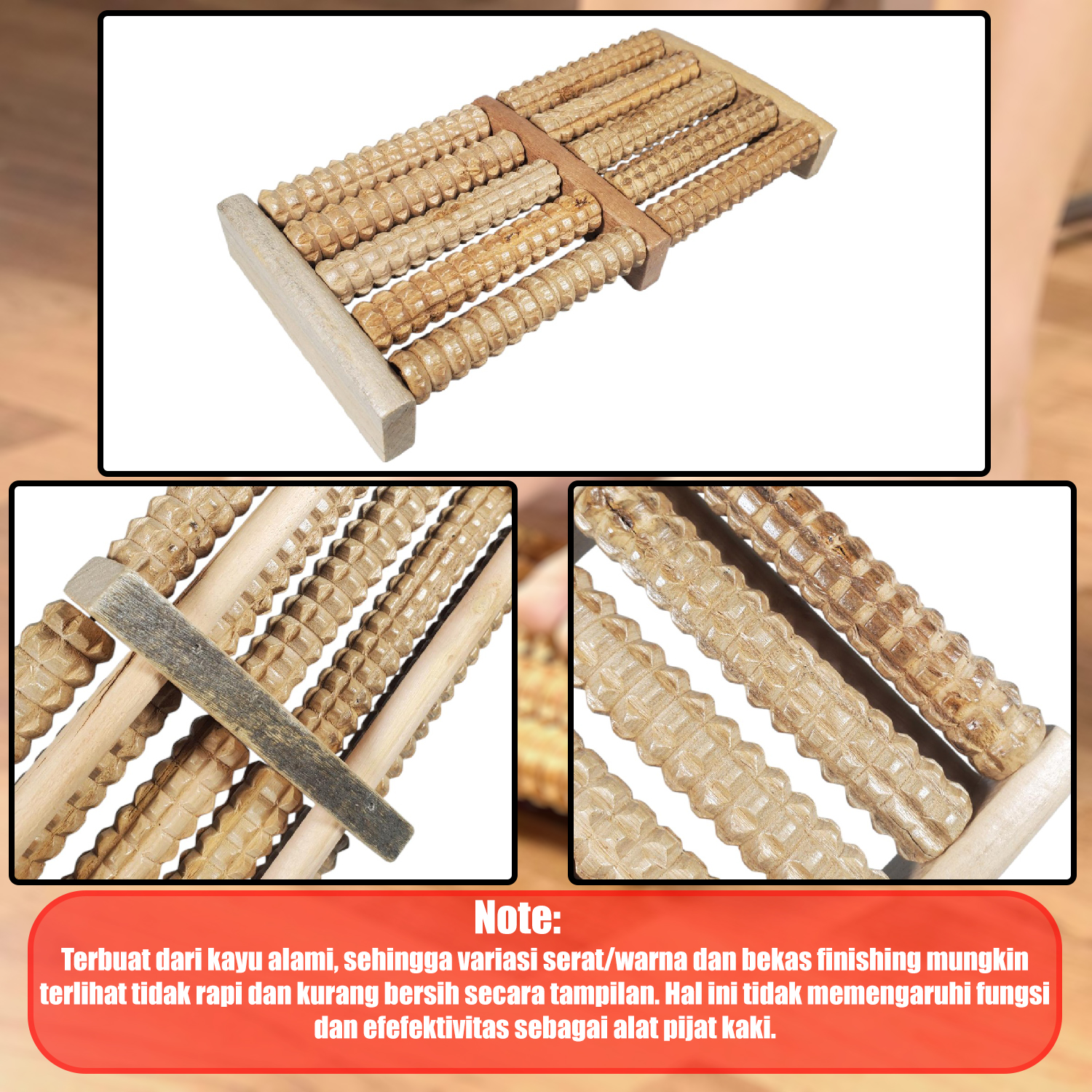Gambar produk Slims Pijat Kaki Wooden Foot Roller Massager Reflexology 5 Row - SS01