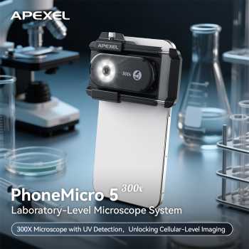 Gambar produk APEXEL Lensa Kamera HP Smartphone Microscope 300X LED with CPL Filter - APL-MS300
