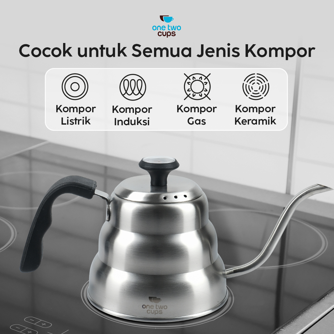 One Two Cups Teko Kopi Leher Angsa Gooseneck Pour Over Thermometer 1L - OTC201 Gambar produk One Two Cups Teko Kopi Leher Angsa Gooseneck Pour Over Thermometer 1L - OTC201