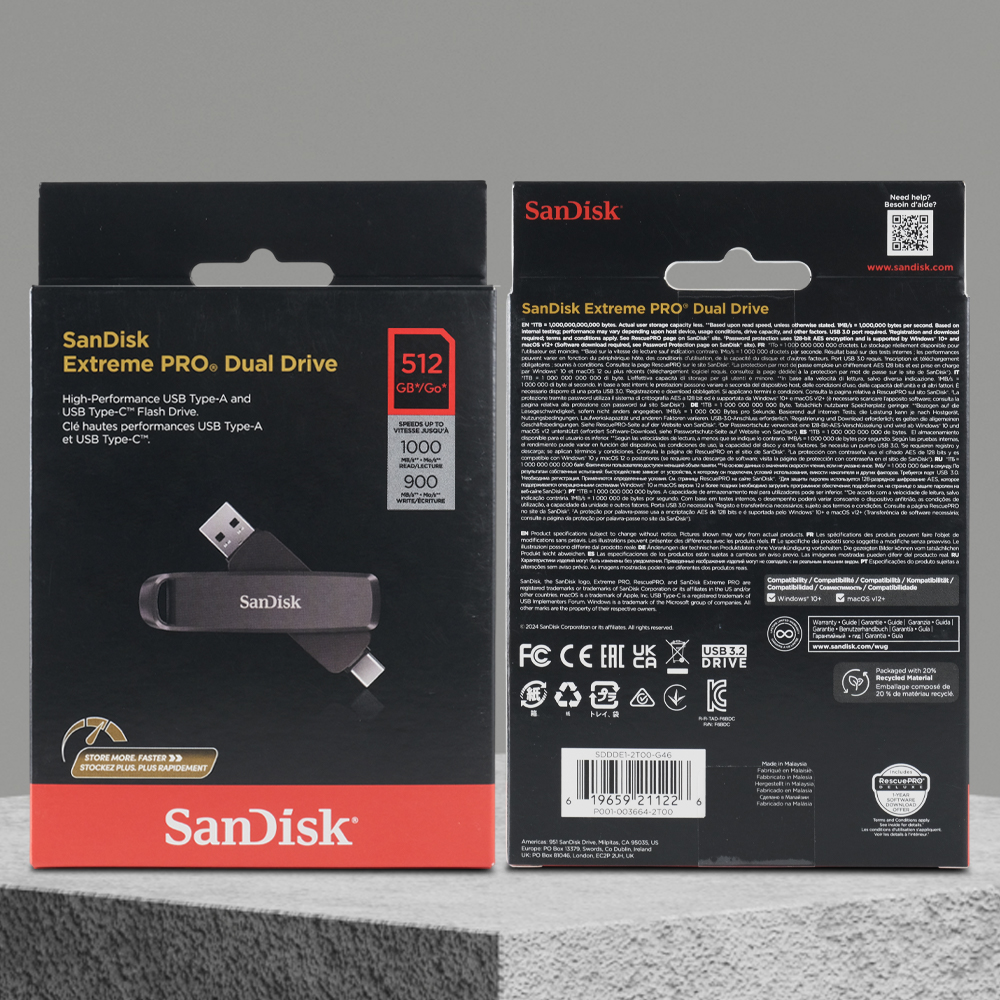 Gambar produk SanDisk Extreme PRO USB Dual Drive Up to 1000MB/s USB Type-C USB3.2 512GB - SDDDE1