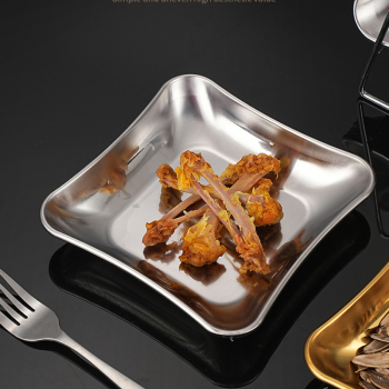 Aihogard Piring Makan Stainless Steel Square Korean Style 13cm - AG130
