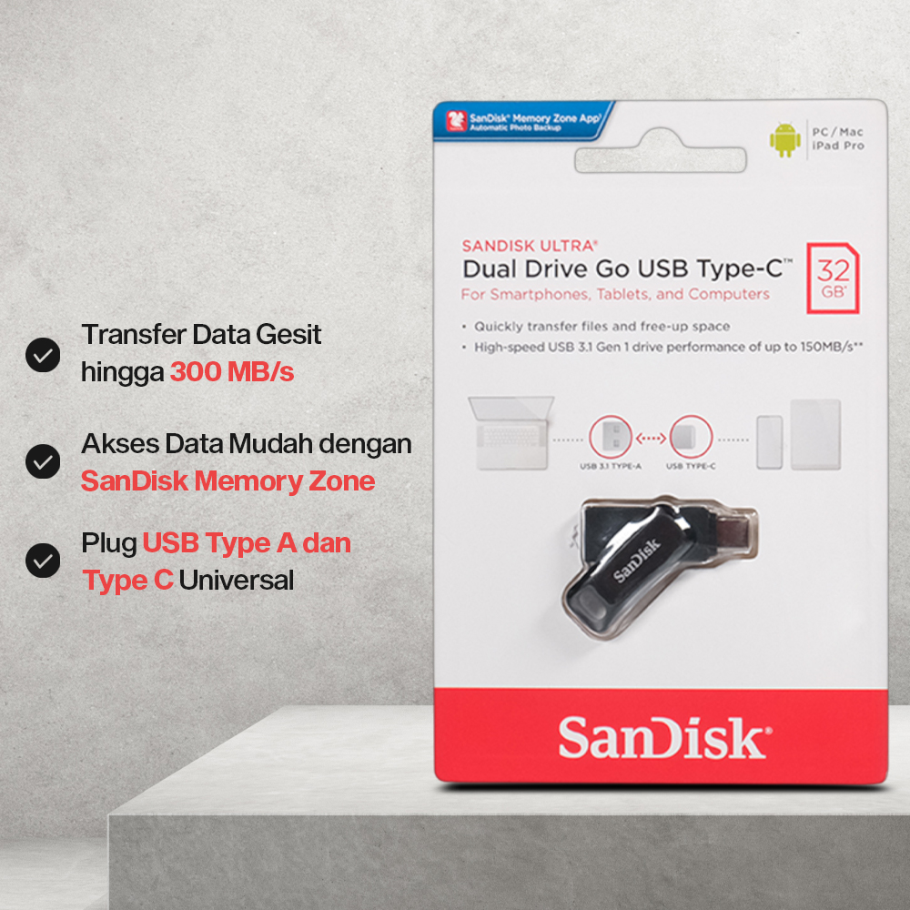 Gambar produk SanDisk Ultra Dual Drive Go USB Type C 32GB - SDDDC3