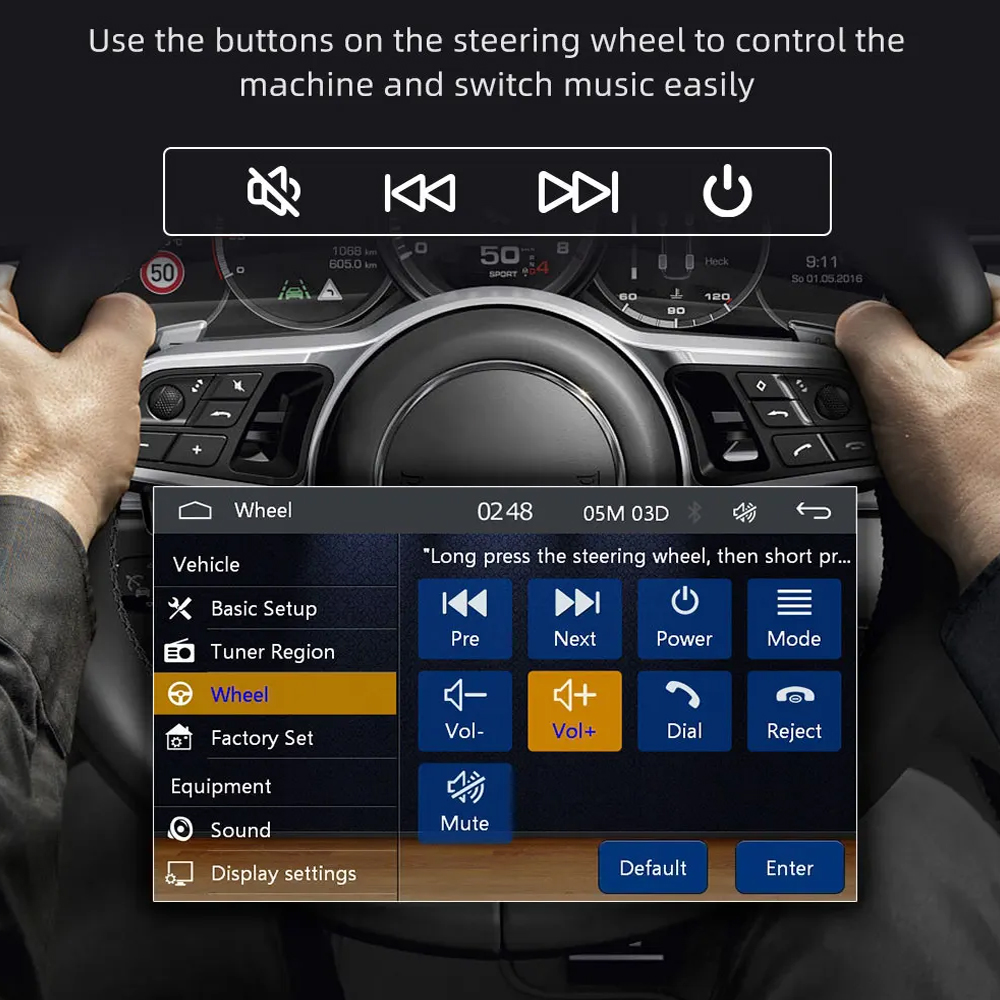 Gambar produk ESGO Head Unit Tape Mobil 2DIN Wired CarPlay Android Auto 7 Inch - F7010C