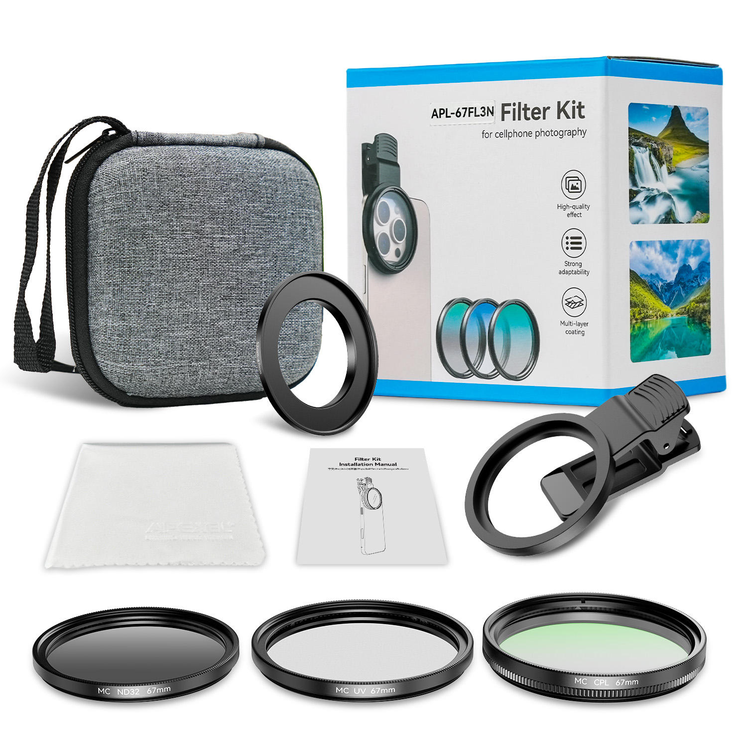 Gambar produk APEXEL Lensa Filter Kamera Smartphone Multi Coating UV/CPL/ND 67mm - APL-67FL3N