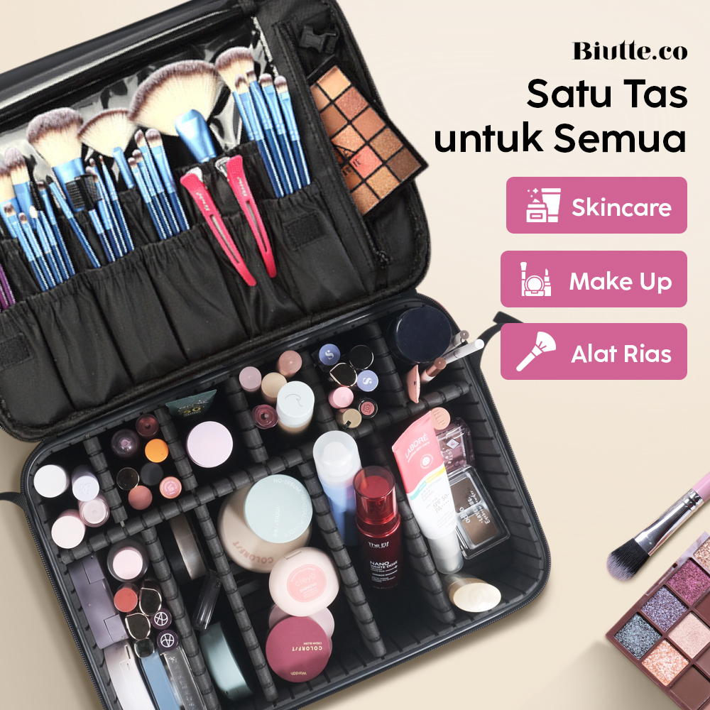 Biutte.co Tas Kosmetik Make Up Travel Organizer Bag Wanita 40x29x14cm - X3235 Gambar produk Biutte.co Tas Kosmetik Make Up Travel Organizer Bag Wanita 40x29x14cm - X3235