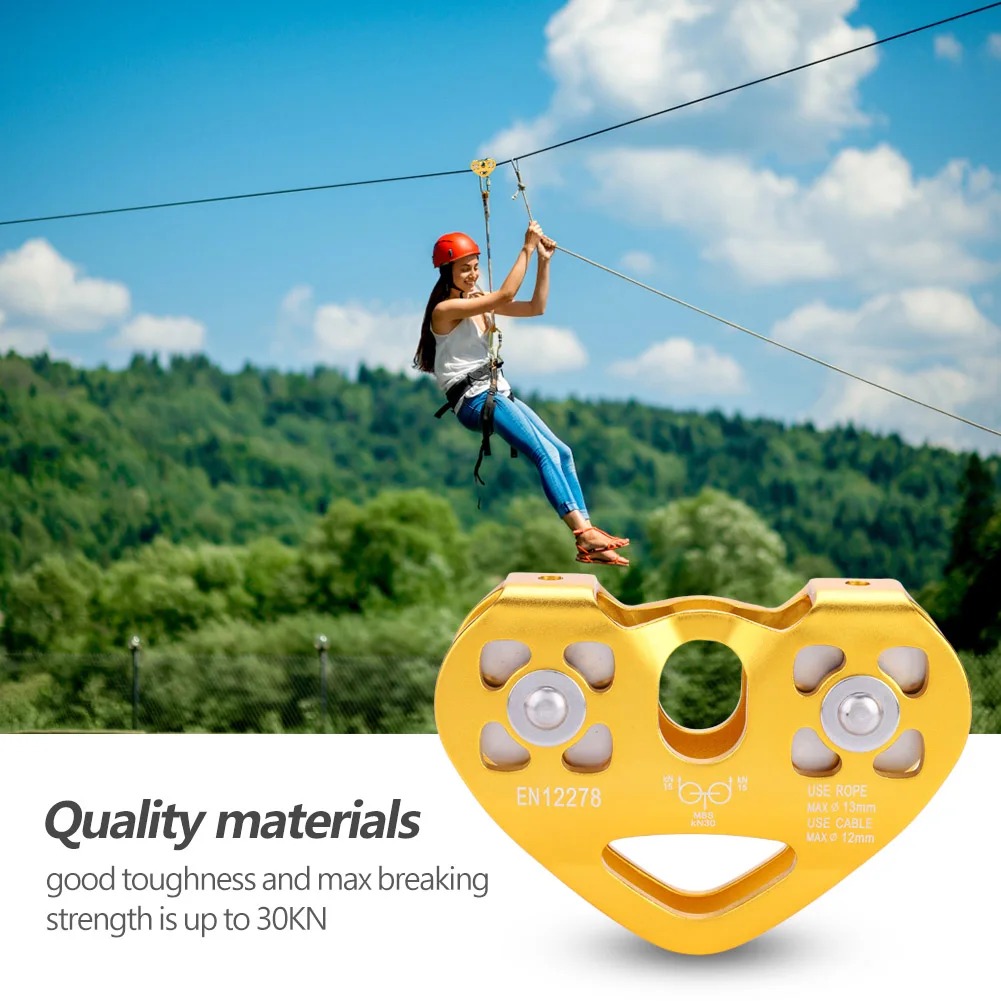 Gambar produk TaffSPORT Double Pulley Tandem Zipline Smooth Surface Aluminium 30kN - ZWA006