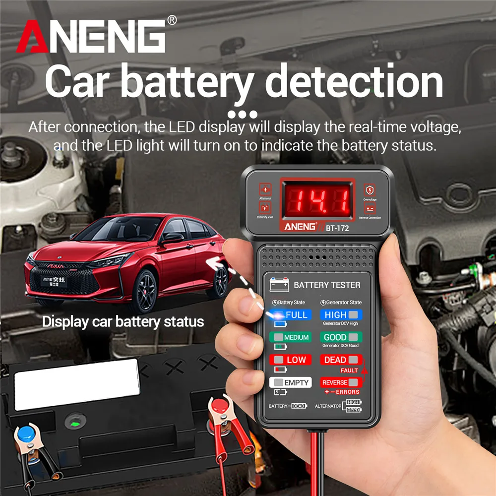 Gambar produk ANENG Tester Aki Mobil Digital Car Battery Indicator 12V with Clamp - BT172