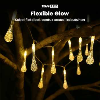 TaffLED Lampu Hias String Lights Raindrop Solar 30LED 6.5M Warm White - SP030 Gambar produk TaffLED Lampu Hias String Lights Raindrop Solar 30LED 6.5M Warm White - SP030
