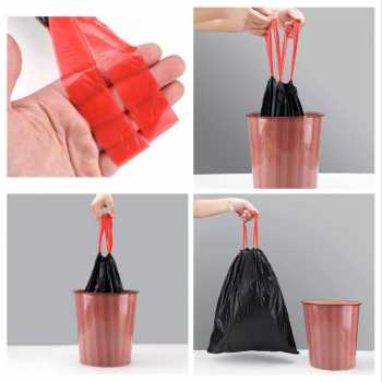 Gambar produk TRASU Kantong Plastik Sampah Tali Drawstring Trash Bag 45x50cm 75 PCS - TR-75