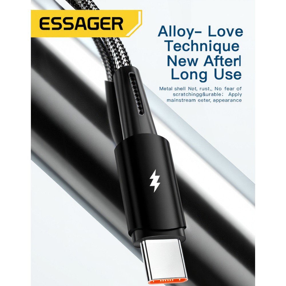 ESSAGER Kabel Data USB Type A to Type C Fast Charging 120W 6A 2M - EXC120-CG01-P Gambar produk ESSAGER Kabel Data USB Type A to Type C Fast Charging 120W 6A 2M - EXC120-CG01-P