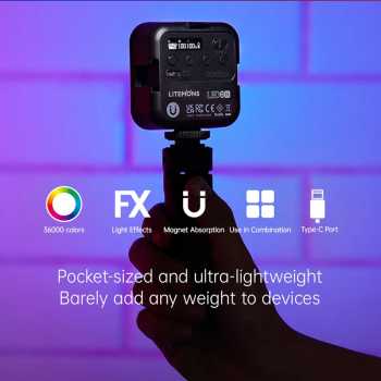 Gambar produk Godox Lampu Fill Light LED Magnetic RGBW 3200-6500K 1800mAh 6W - LED6R