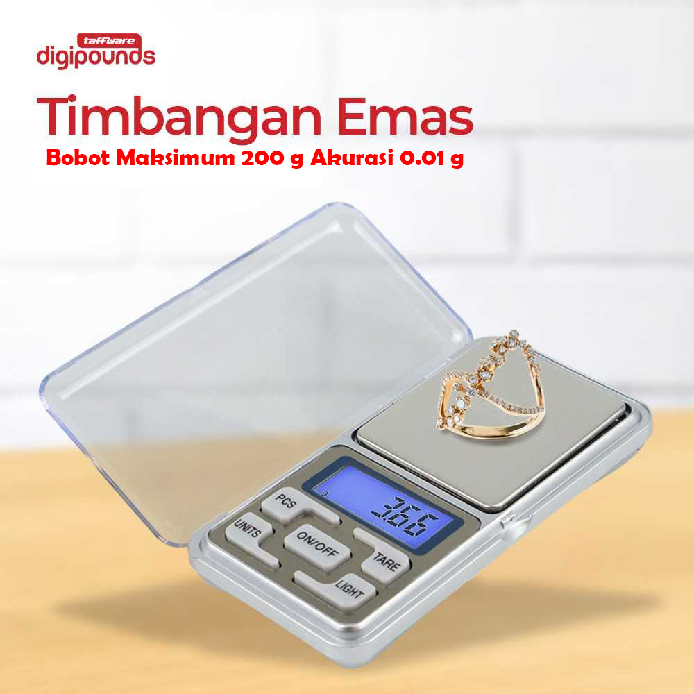 Gambar produk Taffware Digipounds Timbangan Emas Mini Digital Multifungsi 200g 0.01g - MH-200