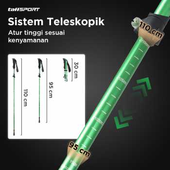 Gambar produk TaffSPORT Tongkat Hiking Lipat Trekking Pole Aluminium Alloy 110cm - 101