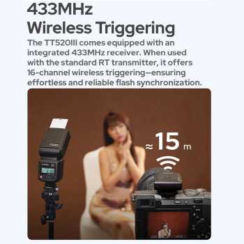 Gambar produk Godox Flash Camera Wireless 433MHz Adjustable Head 5600K - TT520III THINKLITE