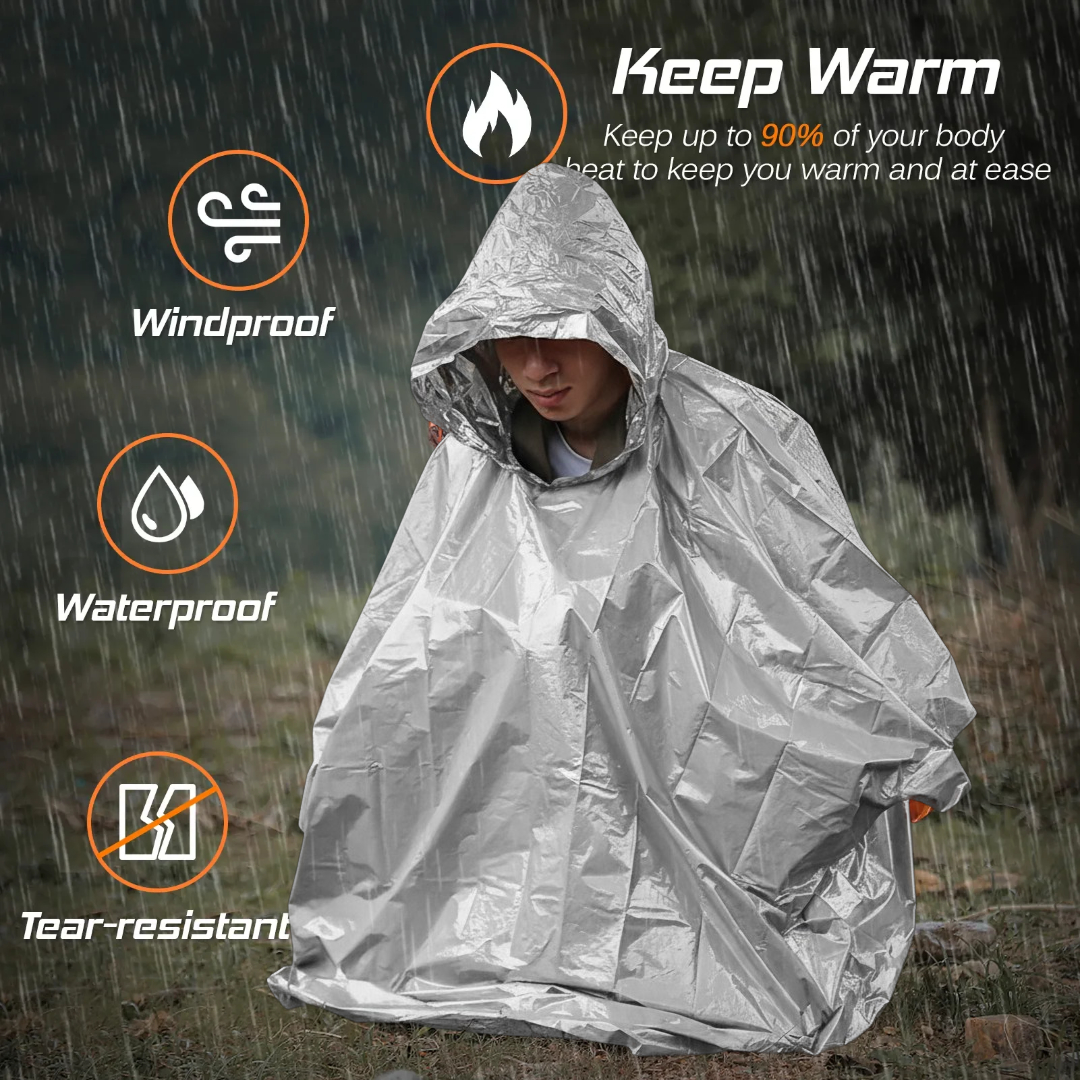 QILI Jas Hujan Sekali Pakai Poncho Emergency Thermal Heat Insulation - Q100 Gambar produk QILI Jas Hujan Sekali Pakai Poncho Emergency Thermal Heat Insulation - Q100