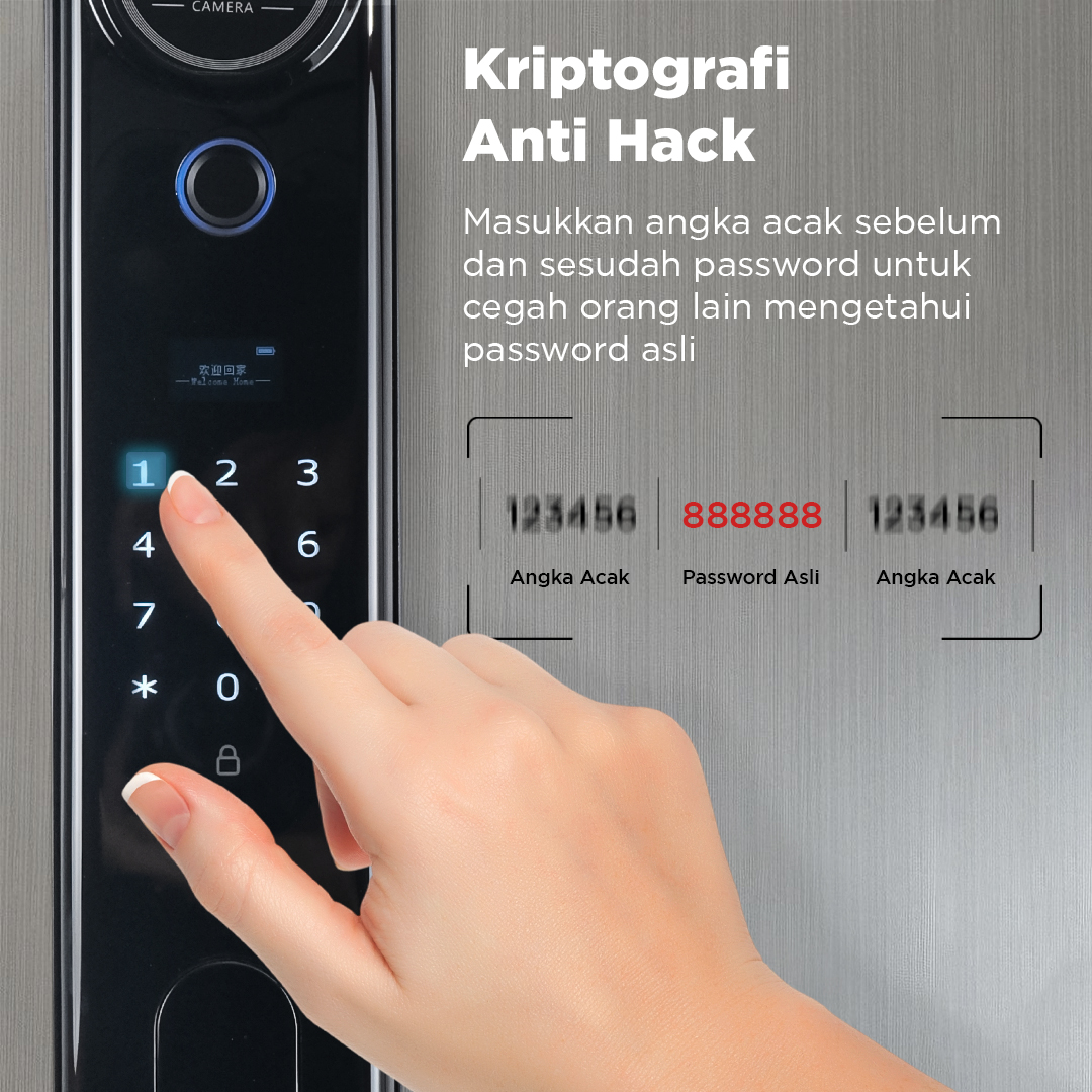 Glomarket Smart Door Lock Fingerprint Face Recognition Password App - B02RL-TC Gambar produk Glomarket Smart Door Lock Fingerprint Face Recognition Password App - B02RL-TC