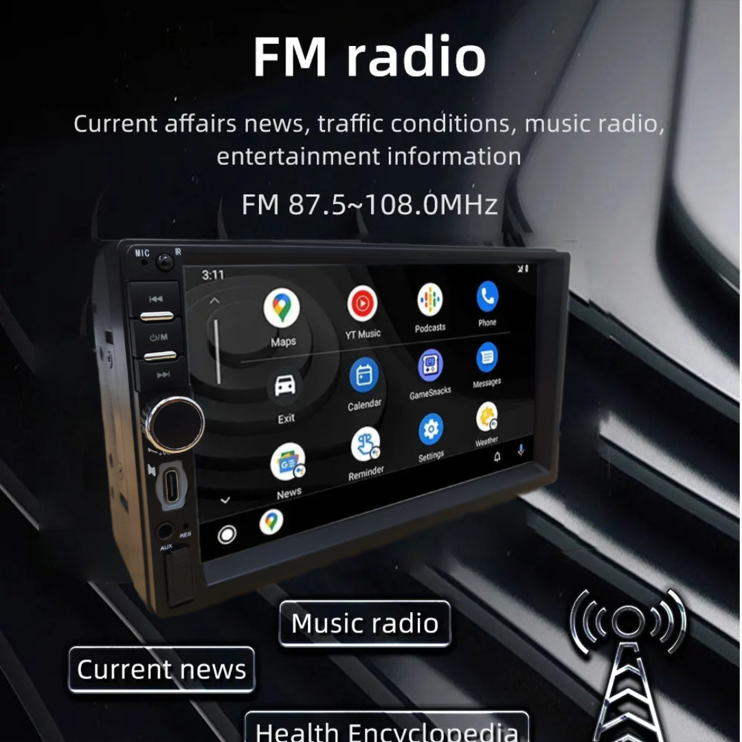 Gambar produk ESGO Head Unit Tape Mobil 2DIN Wired CarPlay Android Auto 7 Inch - F7018C
