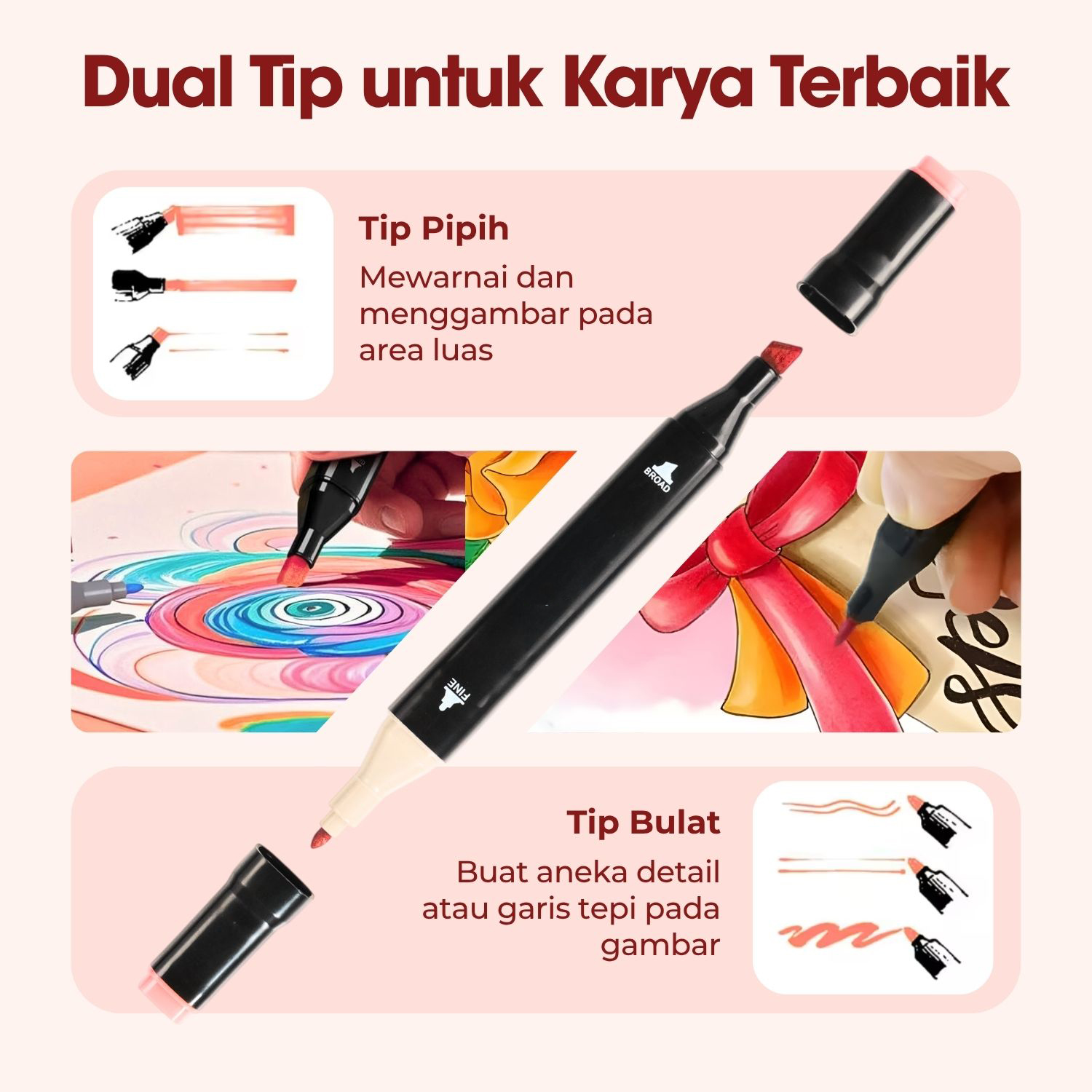 Gambar produk Touch Juchen Spidol Dual Side Fine Art Brush Art Marker Set 120 Warna - CY-006