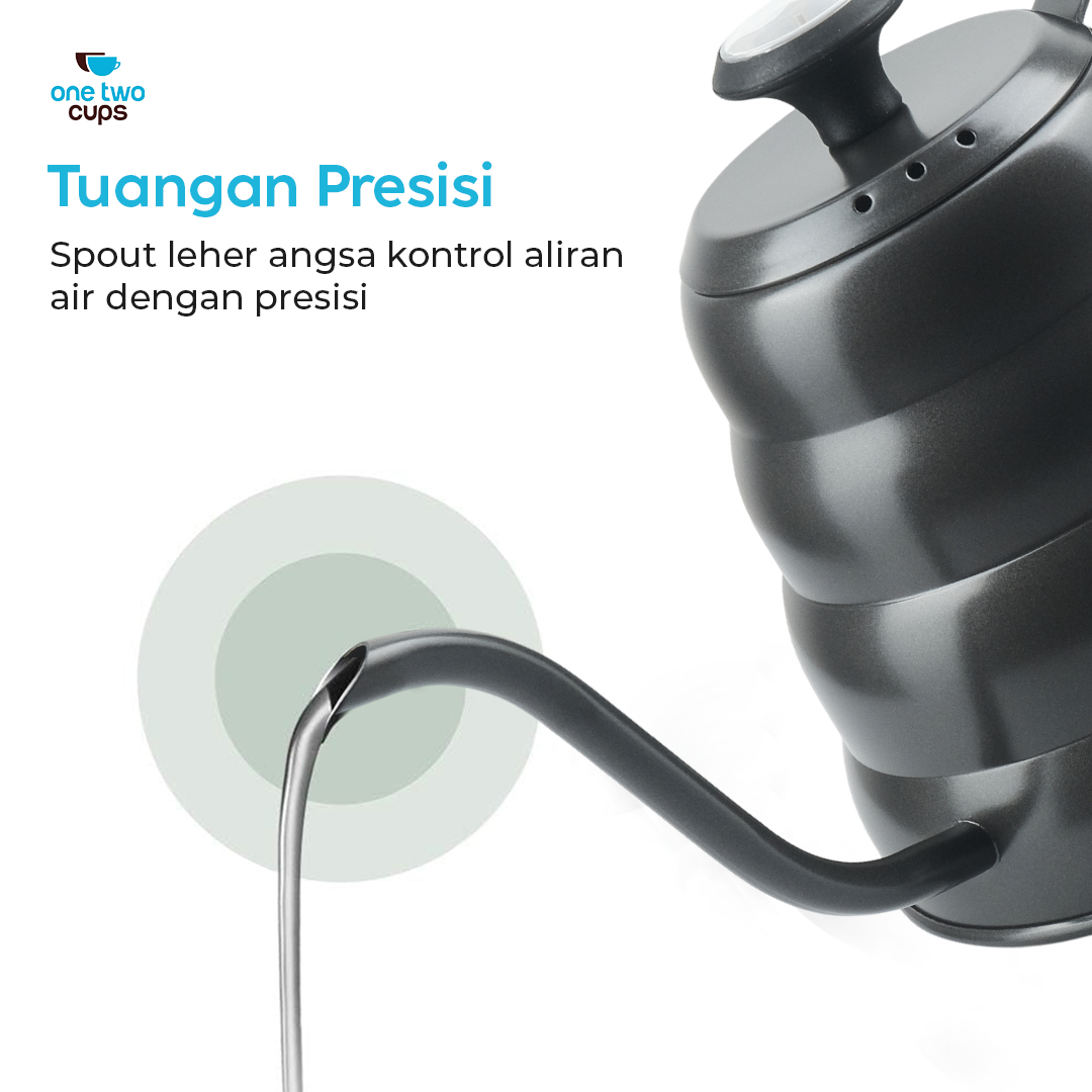 One Two Cups Teko Kopi Leher Angsa Gooseneck Pour Over Thermometer 1.2L - OTC265 Gambar produk One Two Cups Teko Kopi Leher Angsa Gooseneck Pour Over Thermometer 1.2L - OTC265