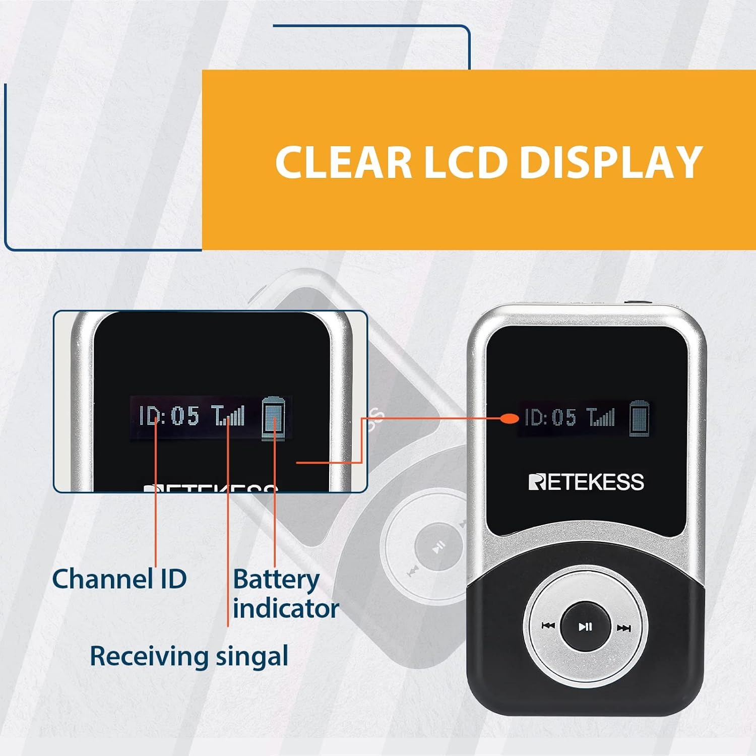 RETEKESS Audio Tour Guide Wireless Receiver 900mAh with Earphone - T131S Gambar produk RETEKESS Audio Tour Guide Wireless Receiver 900mAh with Earphone - T131S