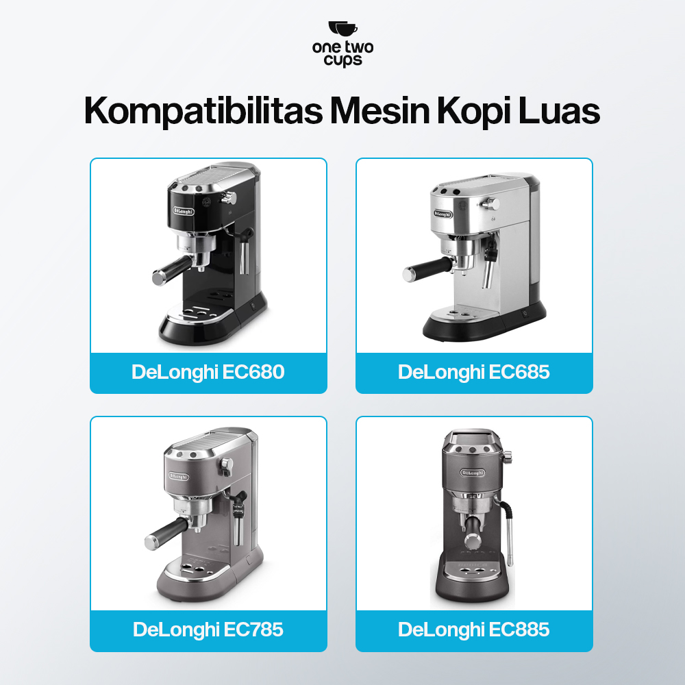 Gambar produk One Two Cups Bottomless Naked Portafilter Stainless 51mm for DeLonghi - CG-11