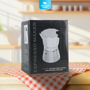Gambar produk One Two Cups Moka Pot Italian Espresso Coffee Maker Stainless Steel 150ml - W-767