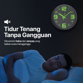 Gambar produk TaffHOME Jam Dinding Quartz Luminous Glow in The Dark Large Font 30cm - INU6