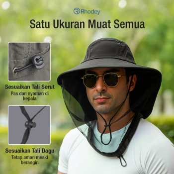 Gambar produk Rhodey Topi Rimba Outdoor Anti Nyamuk UV Protection Boonie Hat - UF122