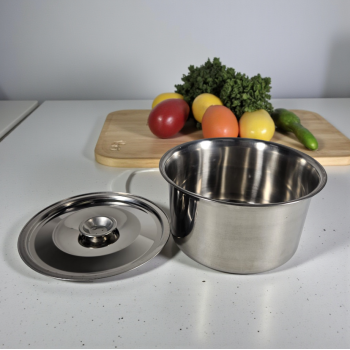 Gambar produk Hasei Baskom Mangkok Stainless Steel Wadah Bumbu Makanan with Lid 18cm - HS-14