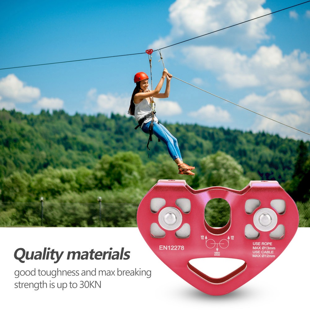 Gambar produk TaffSPORT Double Pulley Tandem Zipline Smooth Surface Aluminium 30kN - ZWA006
