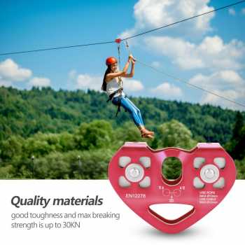 Gambar produk TaffSPORT Double Pulley Tandem Zipline Smooth Surface Aluminium 30kN - ZWA006