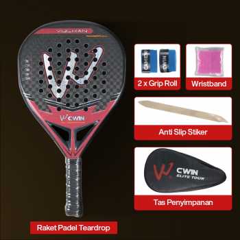 Gambar produk CWIN VULKAN Raket Padel Teardrop 12K Carbon Fiber 3.8cm Thickness 365g - 5025