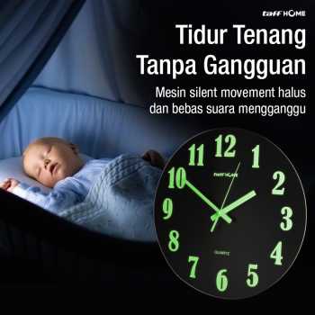 Gambar produk TaffHOME Jam Dinding Bulat Quartz Luminous Glow in The Dark 30cm - Win30