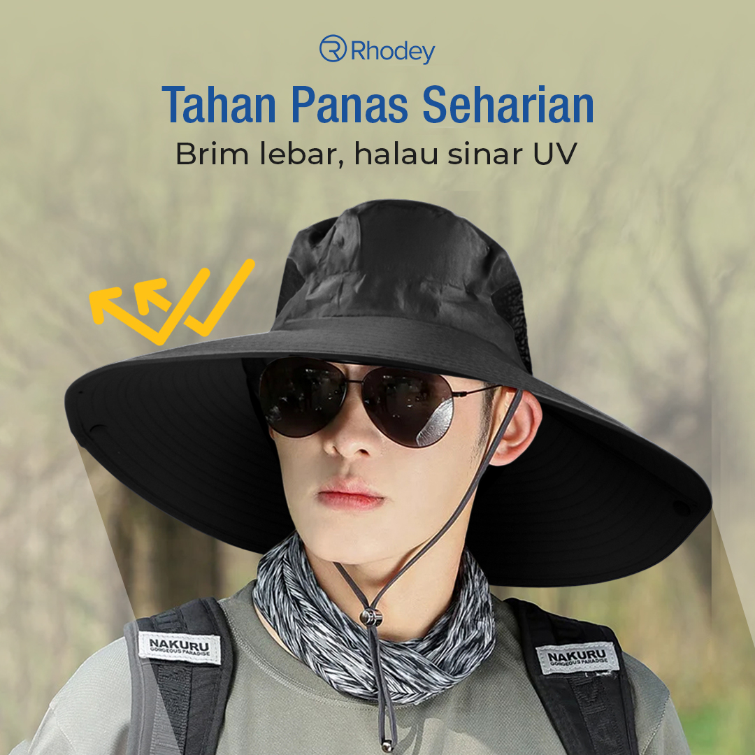 Rhodey Topi Rimba Outdoor Anti UV Boonie Hat Polyester - B60 Gambar produk Rhodey Topi Rimba Outdoor Anti UV Boonie Hat Polyester - B60