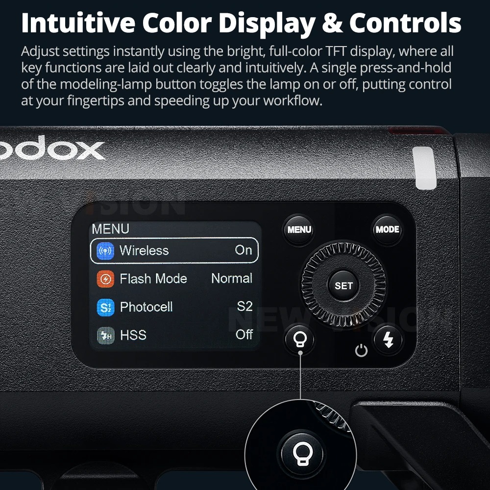 Gambar produk Godox Flash Camera Wireless 2.4GHz TTL 3in1 Color 2600mAh 400Ws - AD400ProII