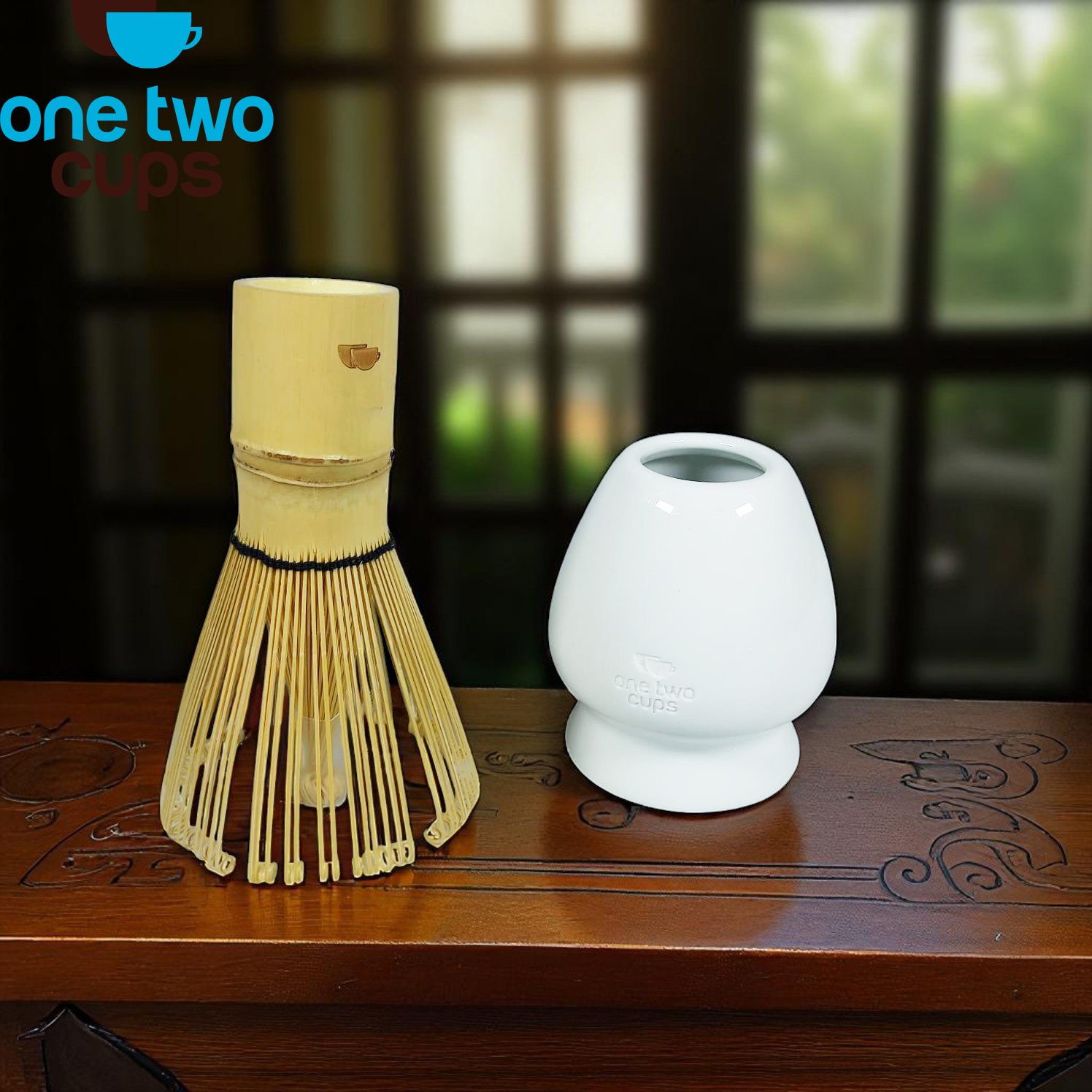 Gambar produk One Two Cups Matcha Set Kit Chawan Chasen Stand Chashaku 4 PCS - NA-1451