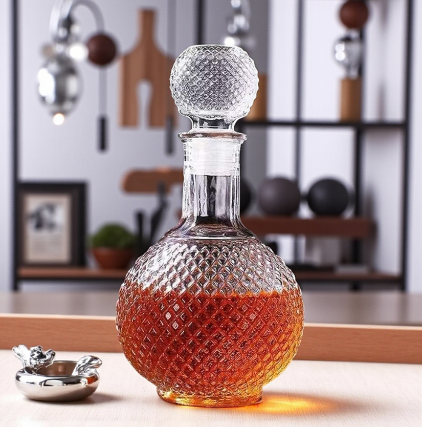 Gambar produk Temkin Whisky Decanter Glass Bottle Liquor Scotch Luxury Round Earth 500ml - C13