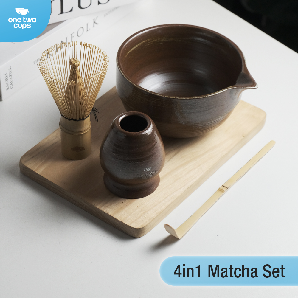 Gambar produk One Two Cups Matcha Set Kit Chawan Chasen Stand Chashaku 4 PCS - N41