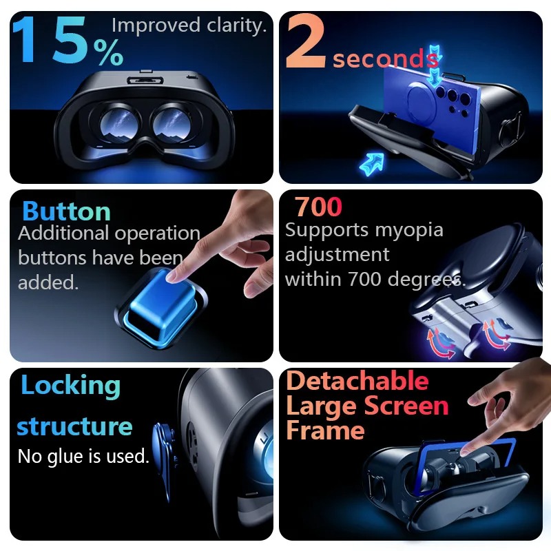 Gambar produk VRG VR Box 3D Virtual Reality Glasses Adjustable Panoramic AR Blu-ray - Q8