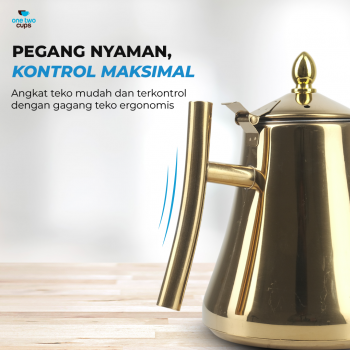 Gambar produk One Two Cups Teko Teh Stainless Steel Saringan Teapot 1.6L - HS4012