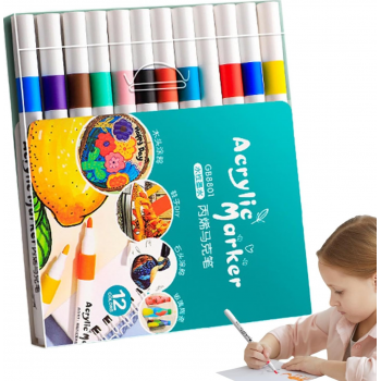 HUNJHYC Spidol Warna Anak Acrylic Marker Fine Tip Quick Dry Waterproof - GB8801