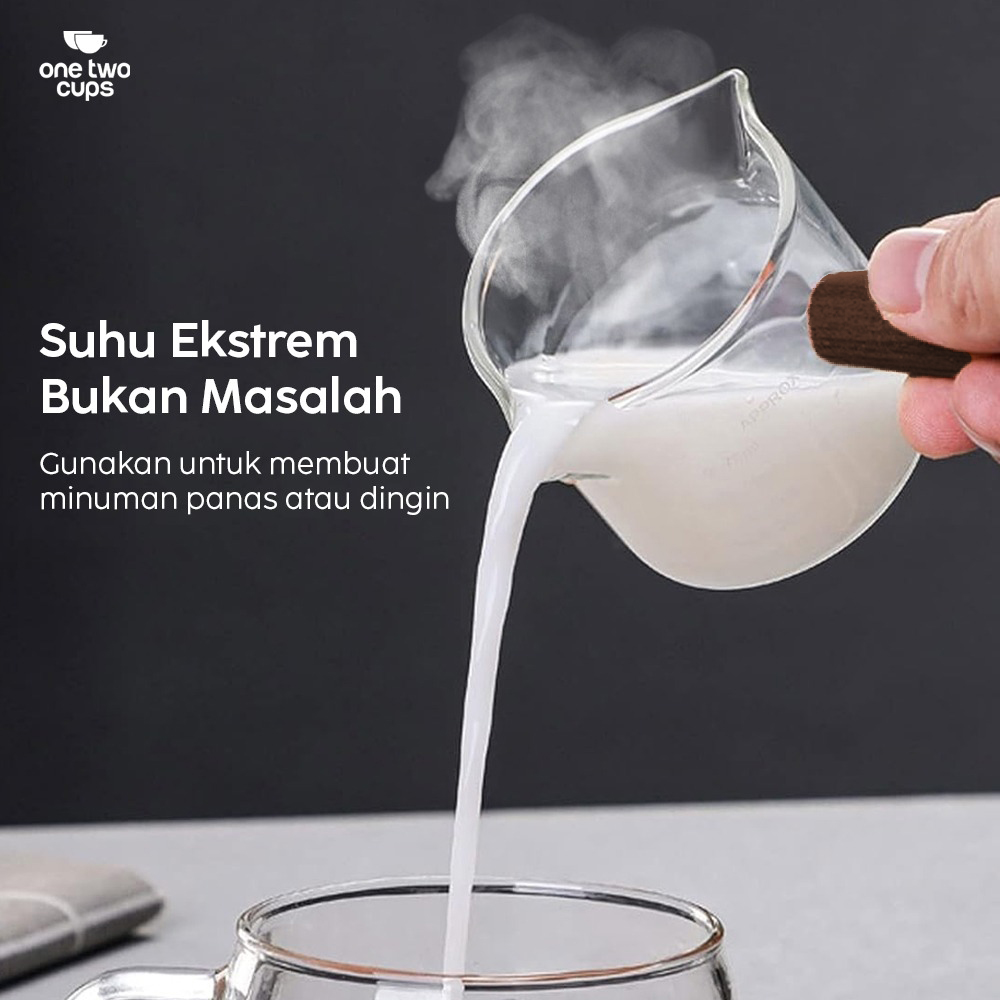 One Two Cups Gelas Milk Jug Pitcher Espresso Double Mouth 75ml - S08 Gambar produk One Two Cups Gelas Milk Jug Pitcher Espresso Double Mouth 75ml - S08