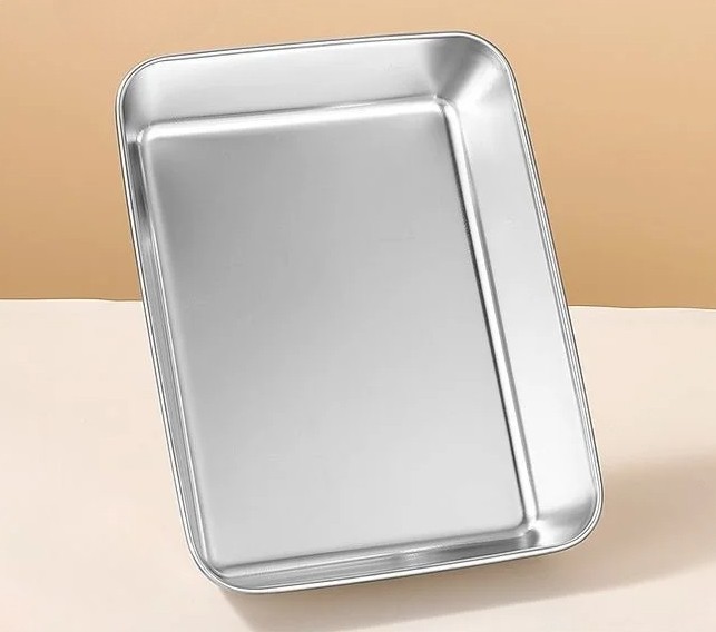 Eggy Loyang Nampan Tray Grill Pan Oven Baking Stainless Steel 430 26x20x5cm - EG36 Gambar produk Eggy Loyang Nampan Tray Grill Pan Oven Baking Stainless Steel 430 26x20x5cm - EG36