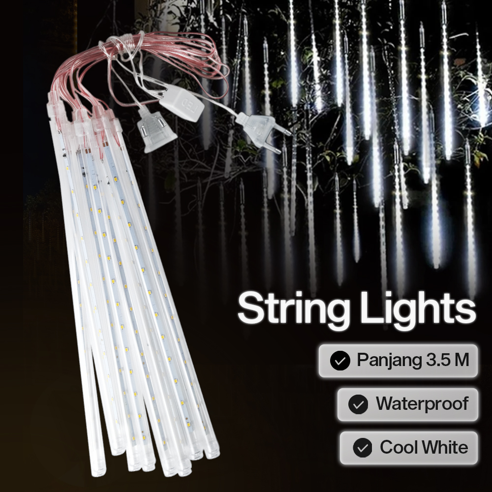 Gambar produk SMD Lampu Hias Gantung String Lights Meteor Rain Cool White 30cm 8 PCS