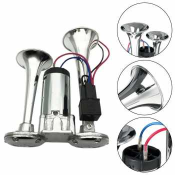 Gambar produk HX Klakson Terompet Truk Mobil Double Tube Horn Zinc Alloy 300dB 24V - H2