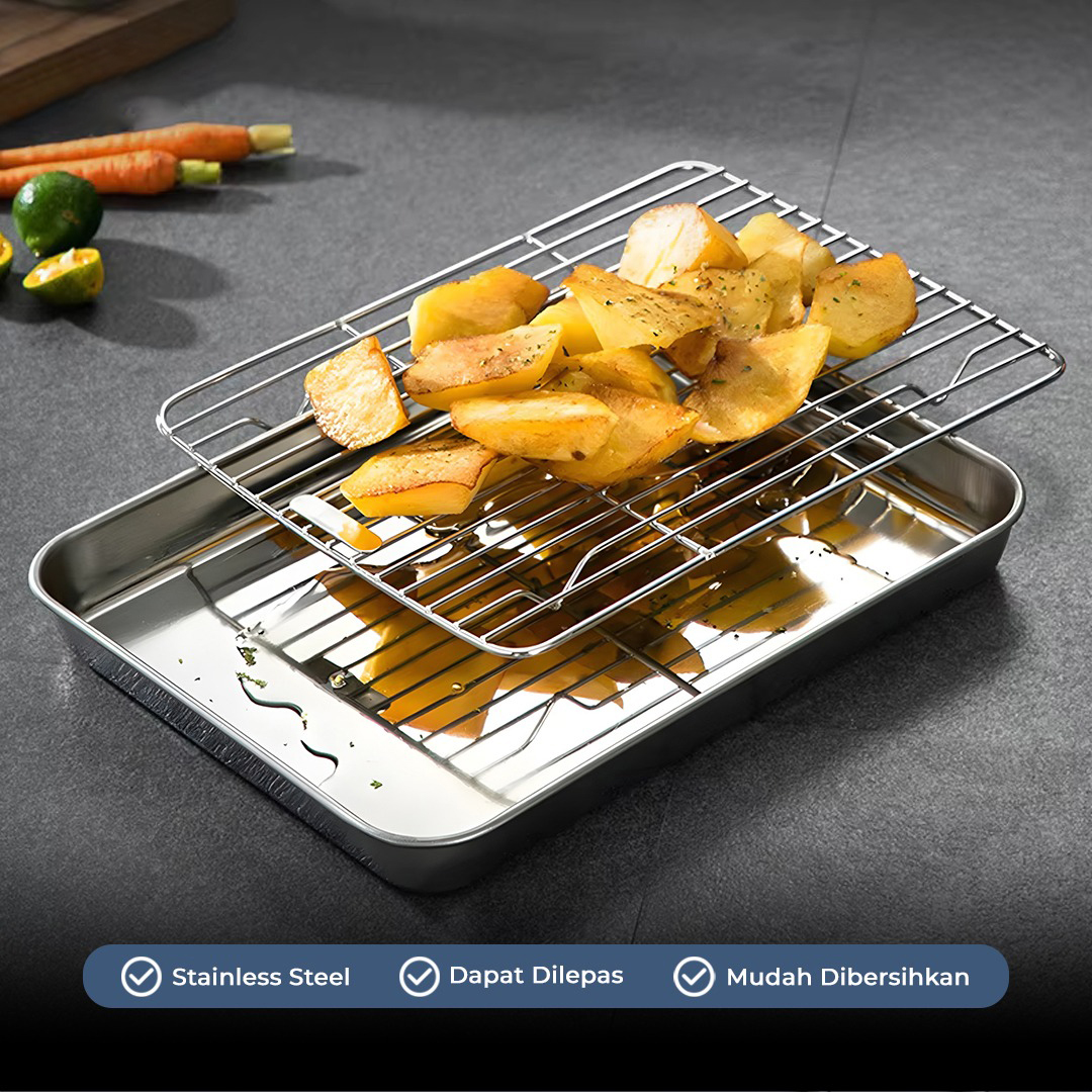 NLSLASI Rak Nampan Loyang Baking Sheet Cooling Rack Stainless Steel S - NL28 Gambar produk NLSLASI Rak Nampan Loyang Baking Sheet Cooling Rack Stainless Steel S - NL28