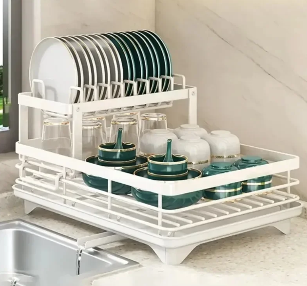 Gambar produk NYTRYD Rak Piring Dapur 2 Susun Draining Rack Plate Bowls Carbon Steel - NY-3