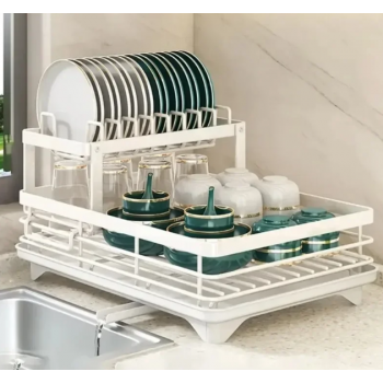 Gambar produk NYTRYD Rak Piring Dapur 2 Susun Draining Rack Plate Bowls Carbon Steel - NY-3